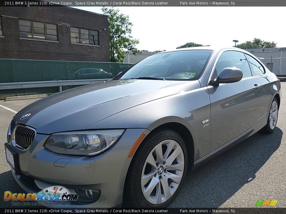 2011 BMW 3 Series 328i xDrive Coupe Space Gray Metallic / Coral Red/Black Dakota Leather Photo #1