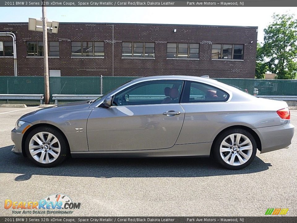 2011 BMW 3 Series 328i xDrive Coupe Space Gray Metallic / Coral Red/Black Dakota Leather Photo #2