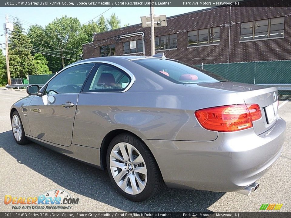 2011 BMW 3 Series 328i xDrive Coupe Space Gray Metallic / Coral Red/Black Dakota Leather Photo #3