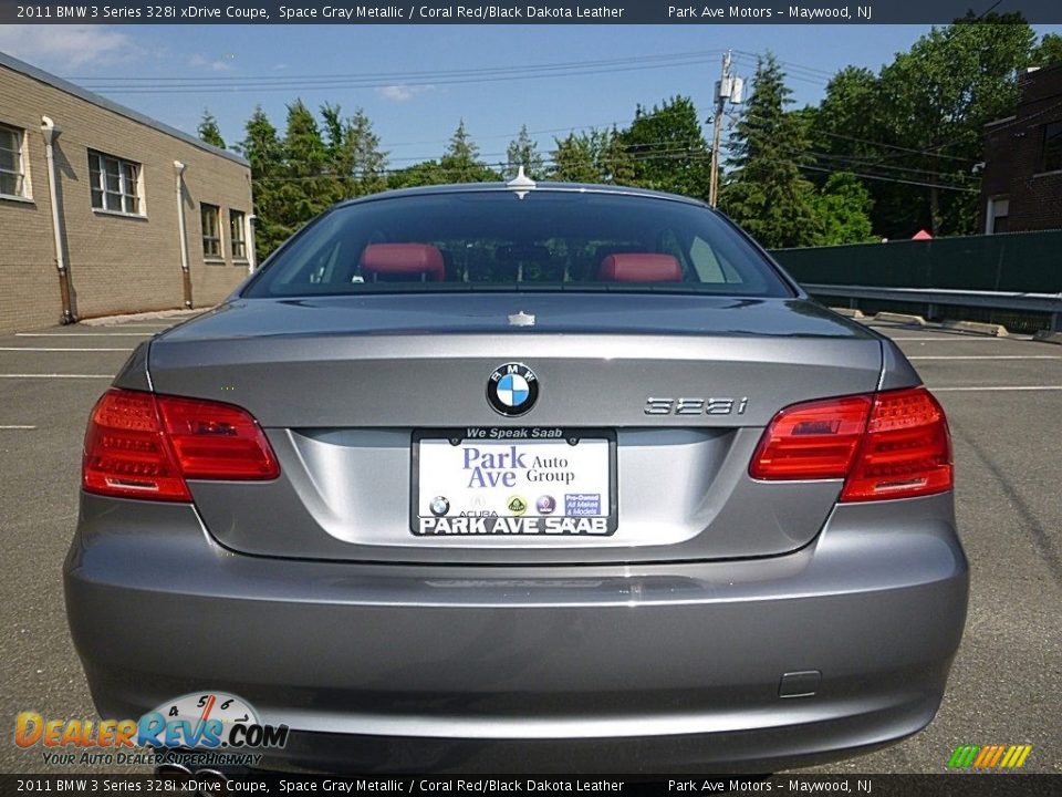 2011 BMW 3 Series 328i xDrive Coupe Space Gray Metallic / Coral Red/Black Dakota Leather Photo #4