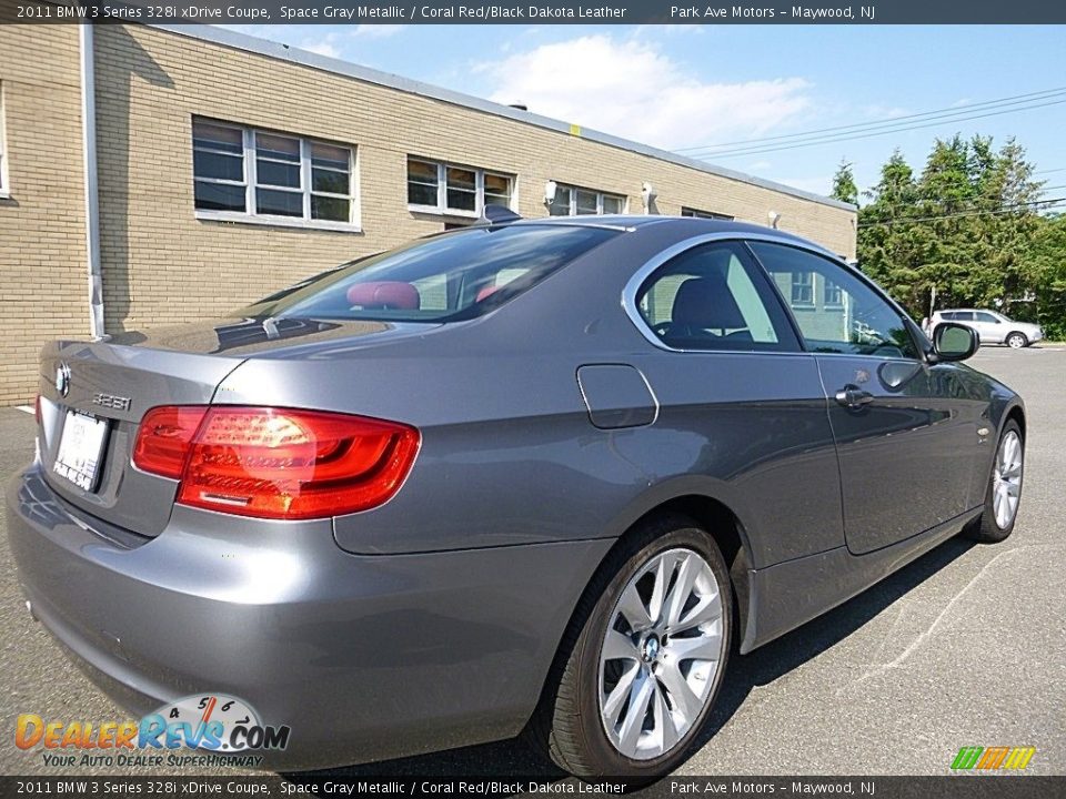 2011 BMW 3 Series 328i xDrive Coupe Space Gray Metallic / Coral Red/Black Dakota Leather Photo #5