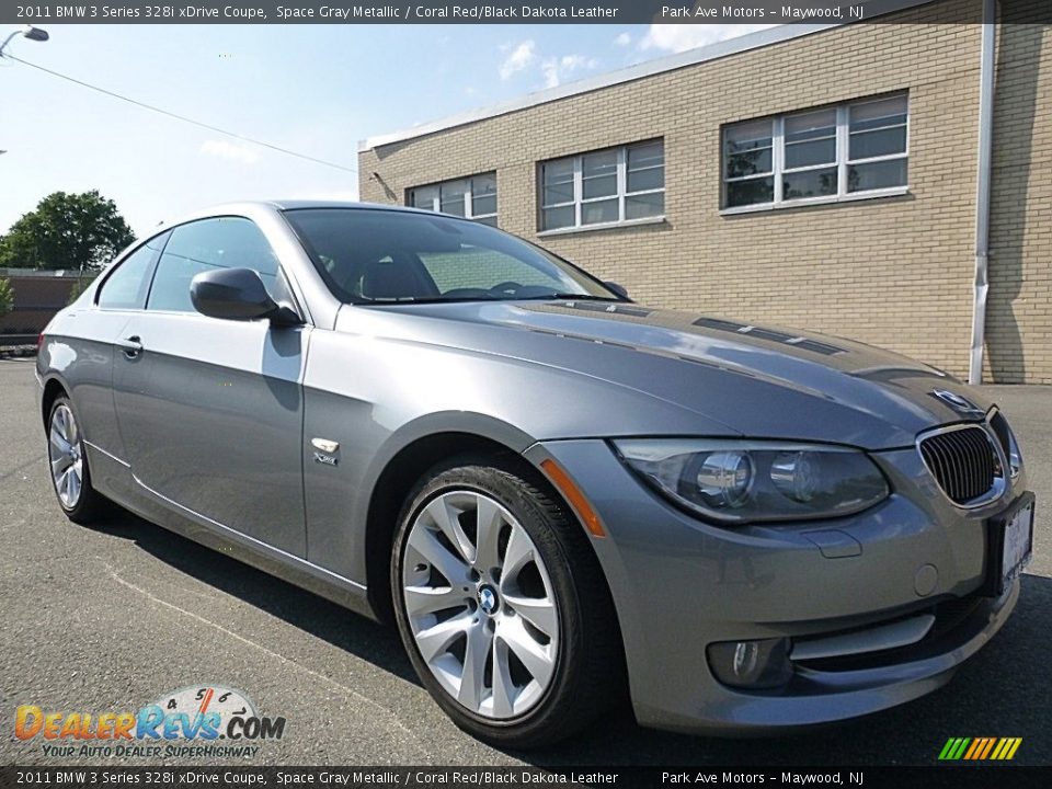 2011 BMW 3 Series 328i xDrive Coupe Space Gray Metallic / Coral Red/Black Dakota Leather Photo #7