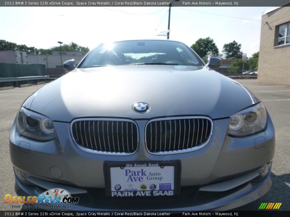 2011 BMW 3 Series 328i xDrive Coupe Space Gray Metallic / Coral Red/Black Dakota Leather Photo #9