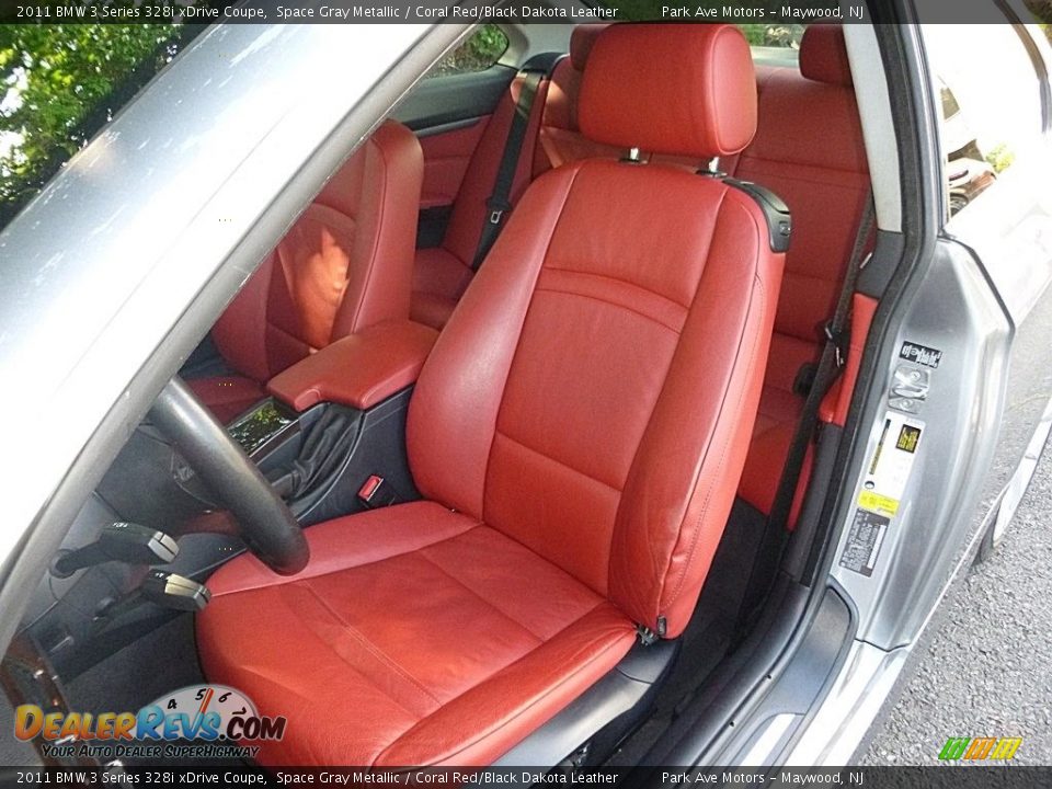2011 BMW 3 Series 328i xDrive Coupe Space Gray Metallic / Coral Red/Black Dakota Leather Photo #11