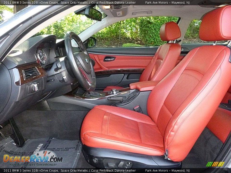 2011 BMW 3 Series 328i xDrive Coupe Space Gray Metallic / Coral Red/Black Dakota Leather Photo #13
