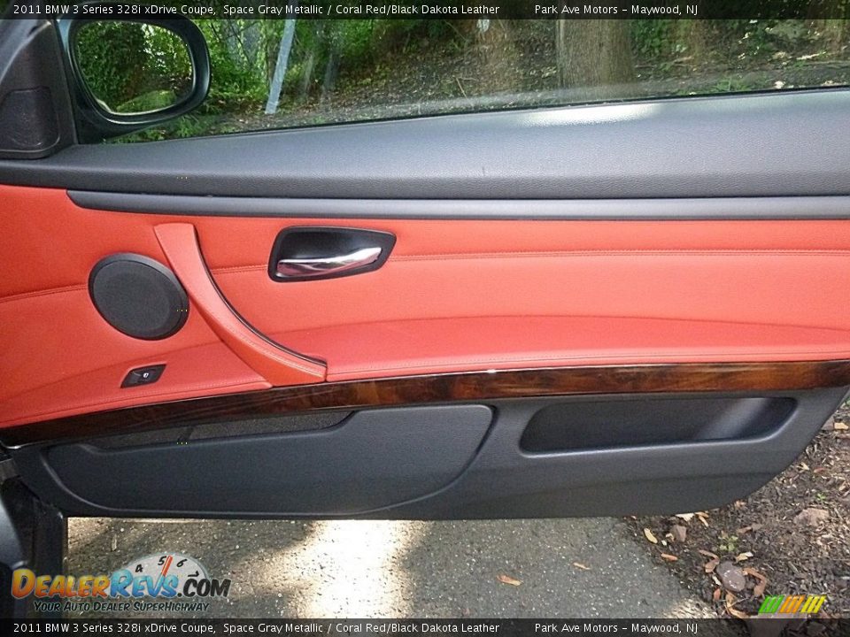 2011 BMW 3 Series 328i xDrive Coupe Space Gray Metallic / Coral Red/Black Dakota Leather Photo #15