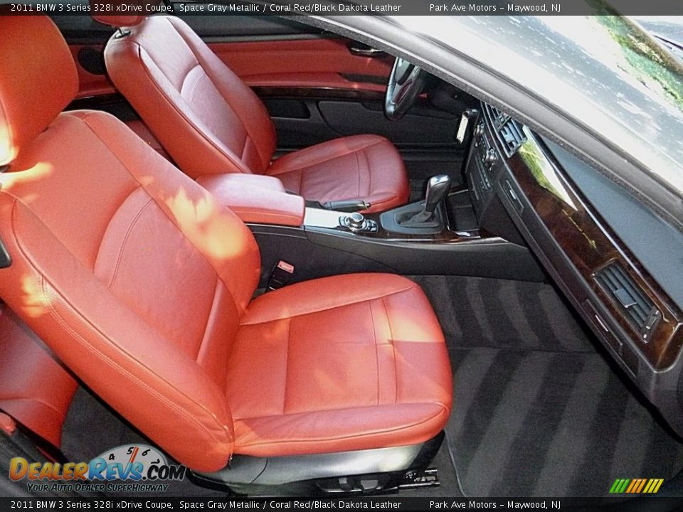 2011 BMW 3 Series 328i xDrive Coupe Space Gray Metallic / Coral Red/Black Dakota Leather Photo #17