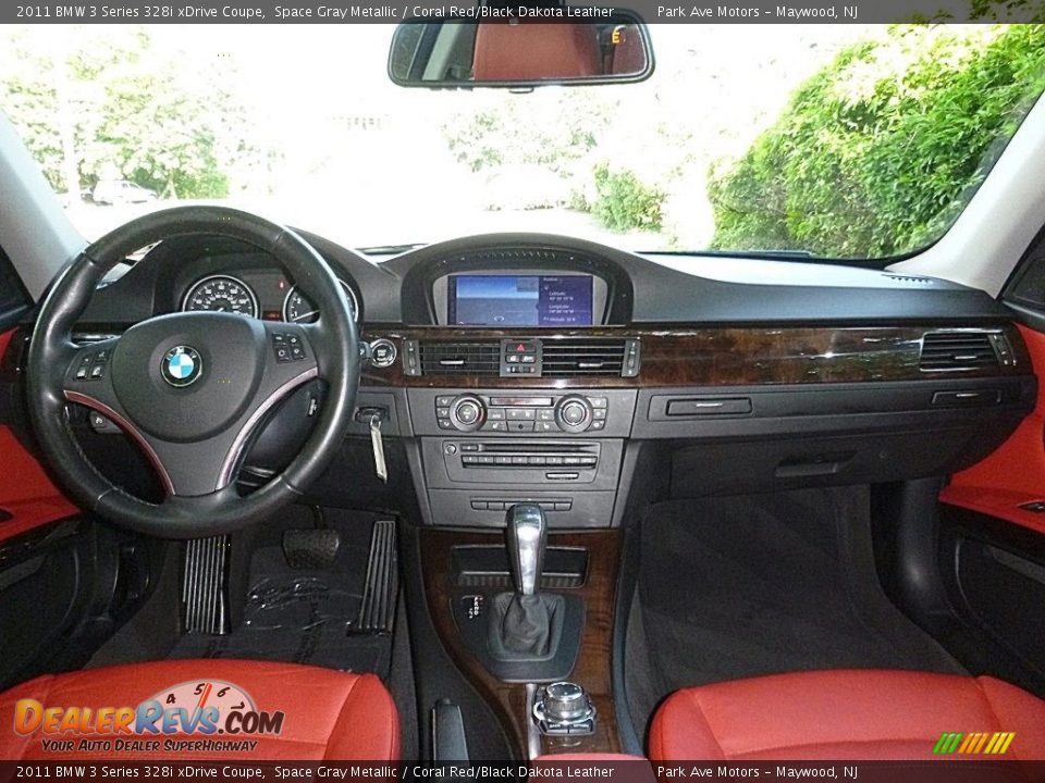 2011 BMW 3 Series 328i xDrive Coupe Space Gray Metallic / Coral Red/Black Dakota Leather Photo #22