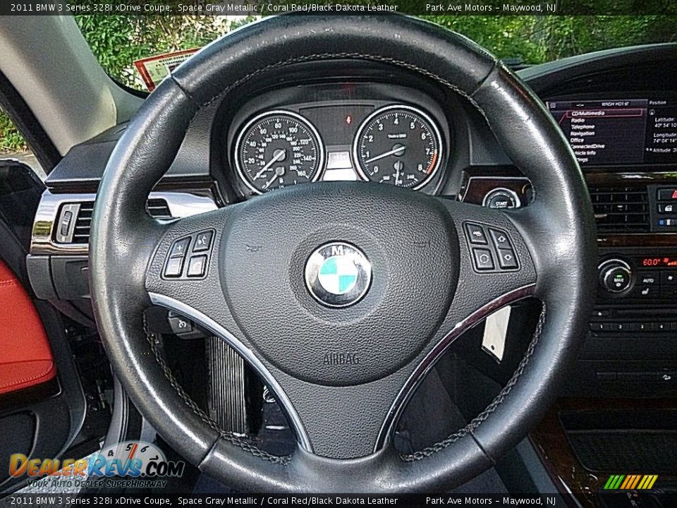 2011 BMW 3 Series 328i xDrive Coupe Space Gray Metallic / Coral Red/Black Dakota Leather Photo #23