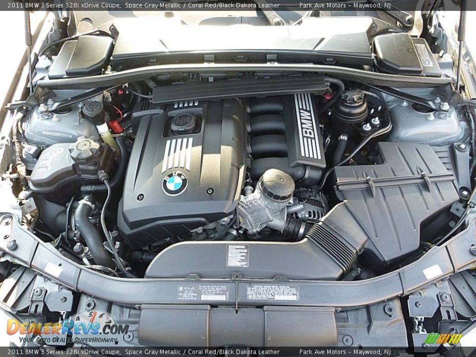 2011 BMW 3 Series 328i xDrive Coupe Space Gray Metallic / Coral Red/Black Dakota Leather Photo #29