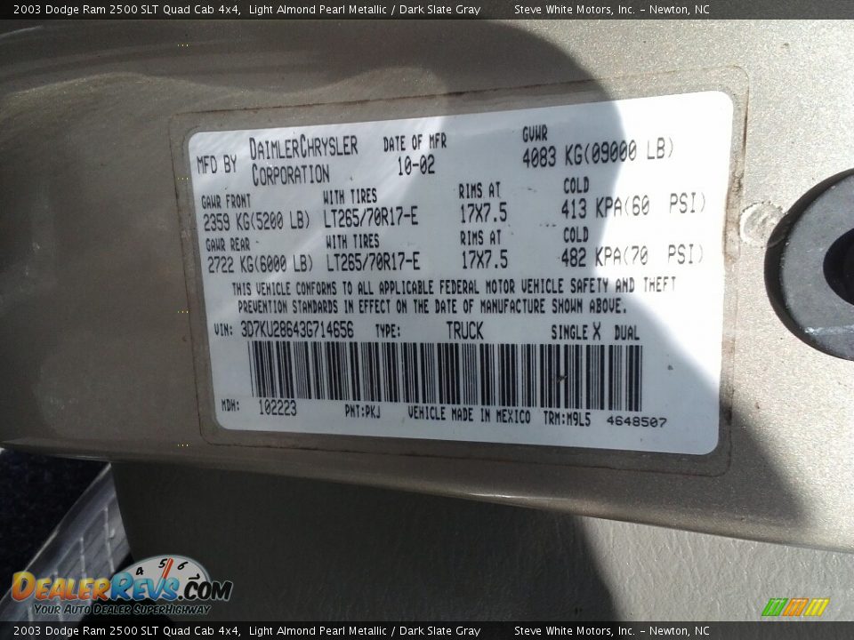 2003 Dodge Ram 2500 SLT Quad Cab 4x4 Light Almond Pearl Metallic / Dark Slate Gray Photo #26