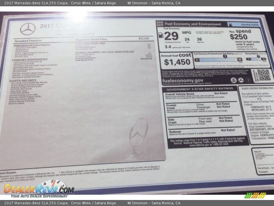 2017 Mercedes-Benz CLA 250 Coupe Cirrus White / Sahara Beige Photo #11