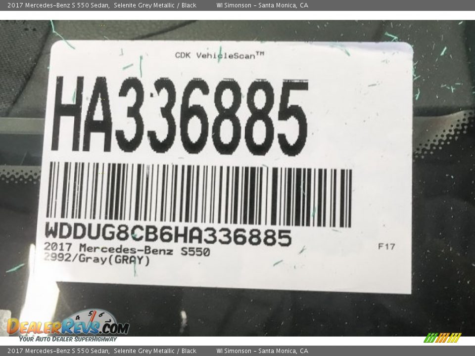 2017 Mercedes-Benz S 550 Sedan Selenite Grey Metallic / Black Photo #10