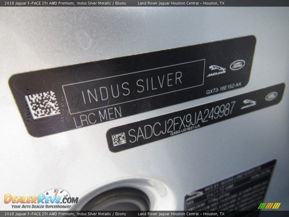 2018 Jaguar F-PACE 25t AWD Premium Indus Silver Metallic / Ebony Photo #20