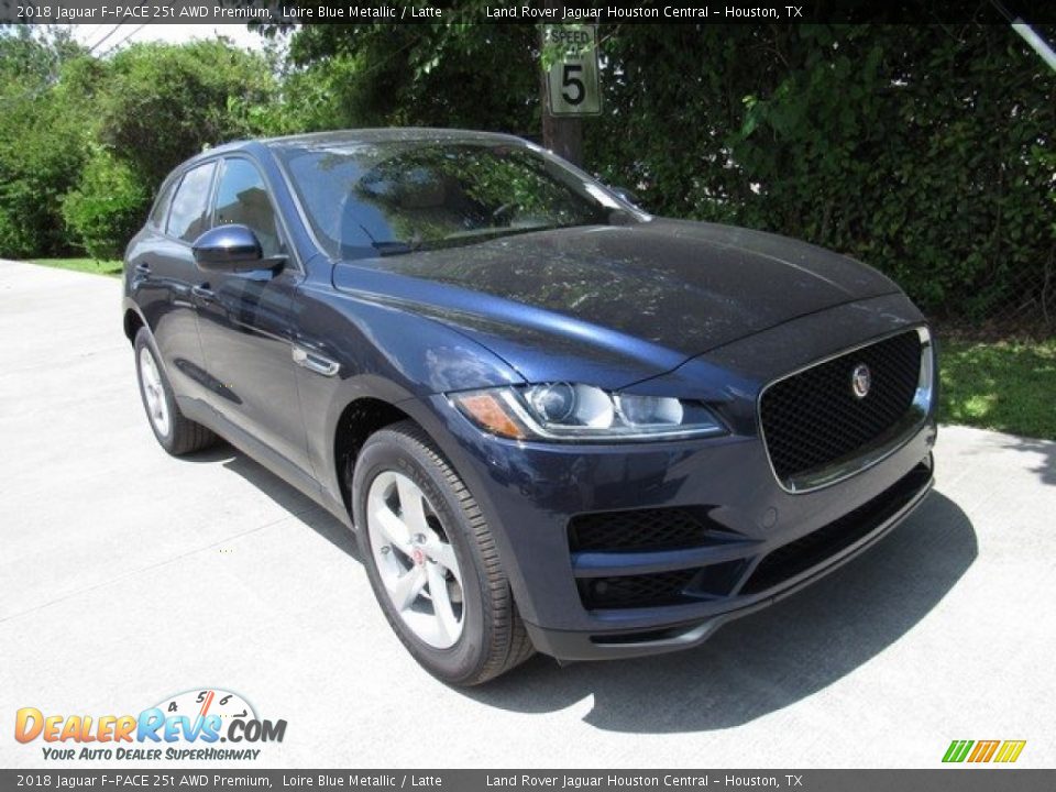 2018 Jaguar F-PACE 25t AWD Premium Loire Blue Metallic / Latte Photo #2
