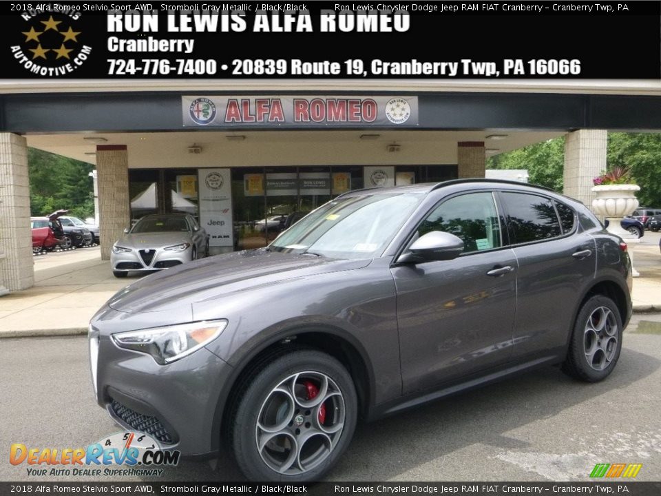 2018 Alfa Romeo Stelvio Sport AWD Stromboli Gray Metallic / Black/Black Photo #1