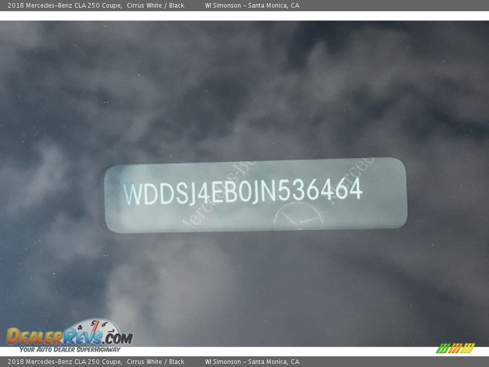 2018 Mercedes-Benz CLA 250 Coupe Cirrus White / Black Photo #10