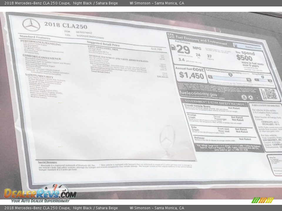 2018 Mercedes-Benz CLA 250 Coupe Night Black / Sahara Beige Photo #11