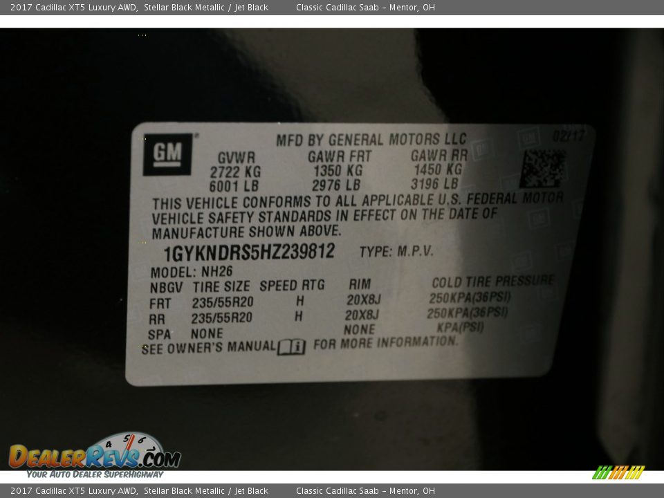 2017 Cadillac XT5 Luxury AWD Stellar Black Metallic / Jet Black Photo #10
