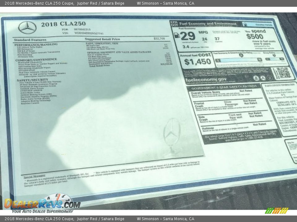 2018 Mercedes-Benz CLA 250 Coupe Jupiter Red / Sahara Beige Photo #11