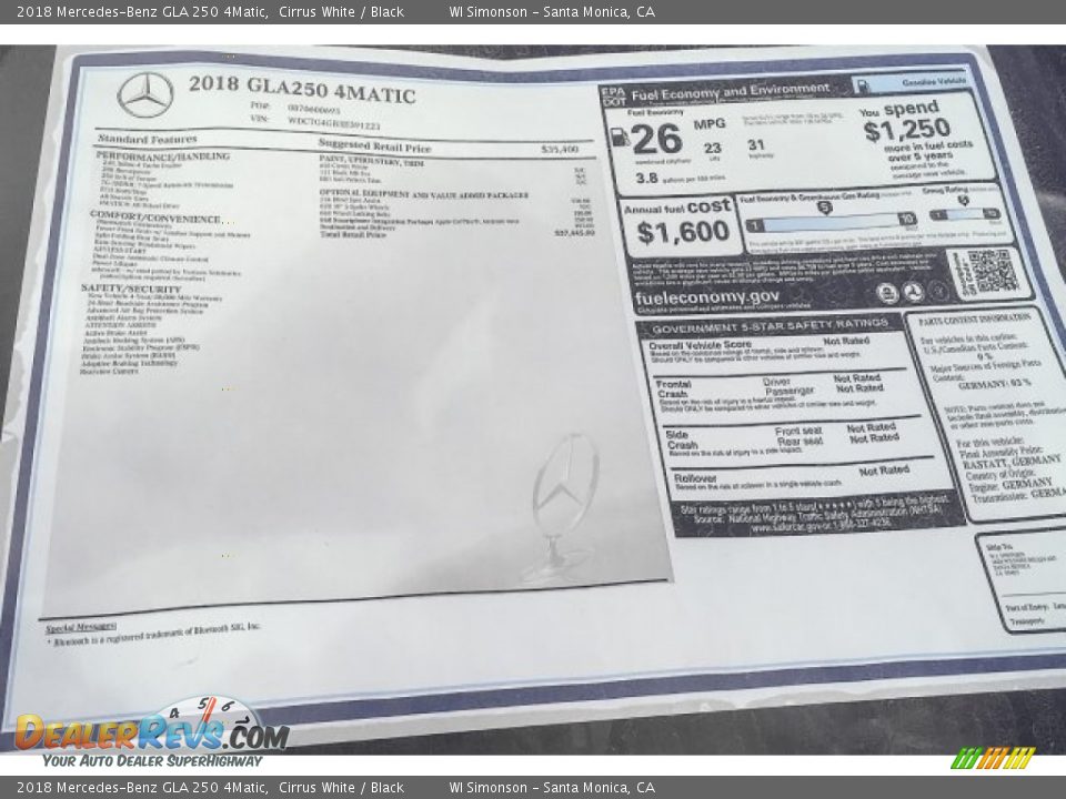 2018 Mercedes-Benz GLA 250 4Matic Cirrus White / Black Photo #11