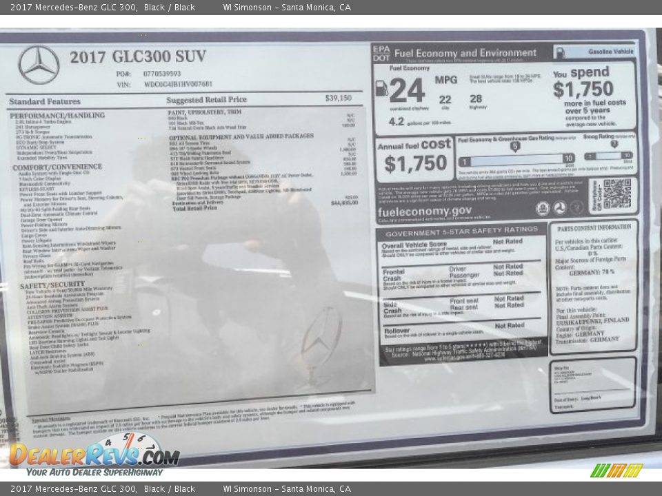 2017 Mercedes-Benz GLC 300 Black / Black Photo #11