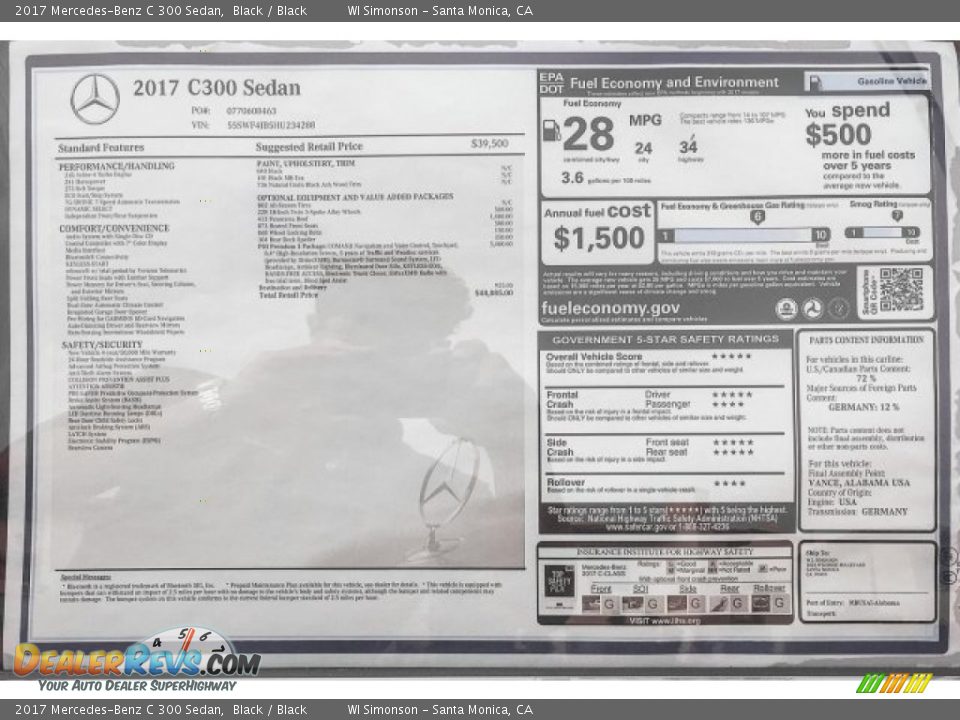 2017 Mercedes-Benz C 300 Sedan Black / Black Photo #12