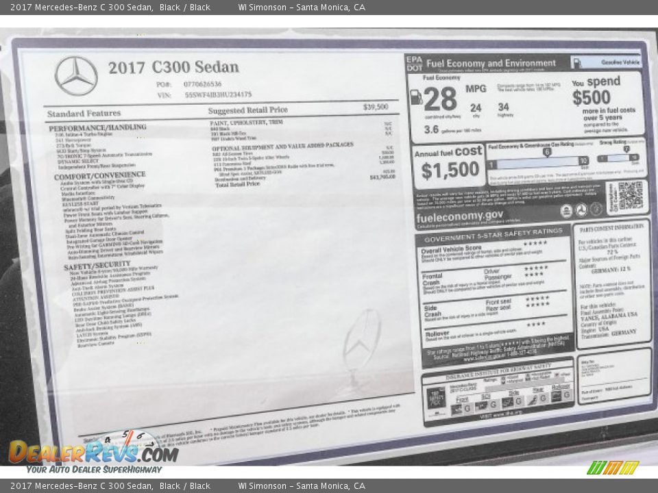 2017 Mercedes-Benz C 300 Sedan Black / Black Photo #11