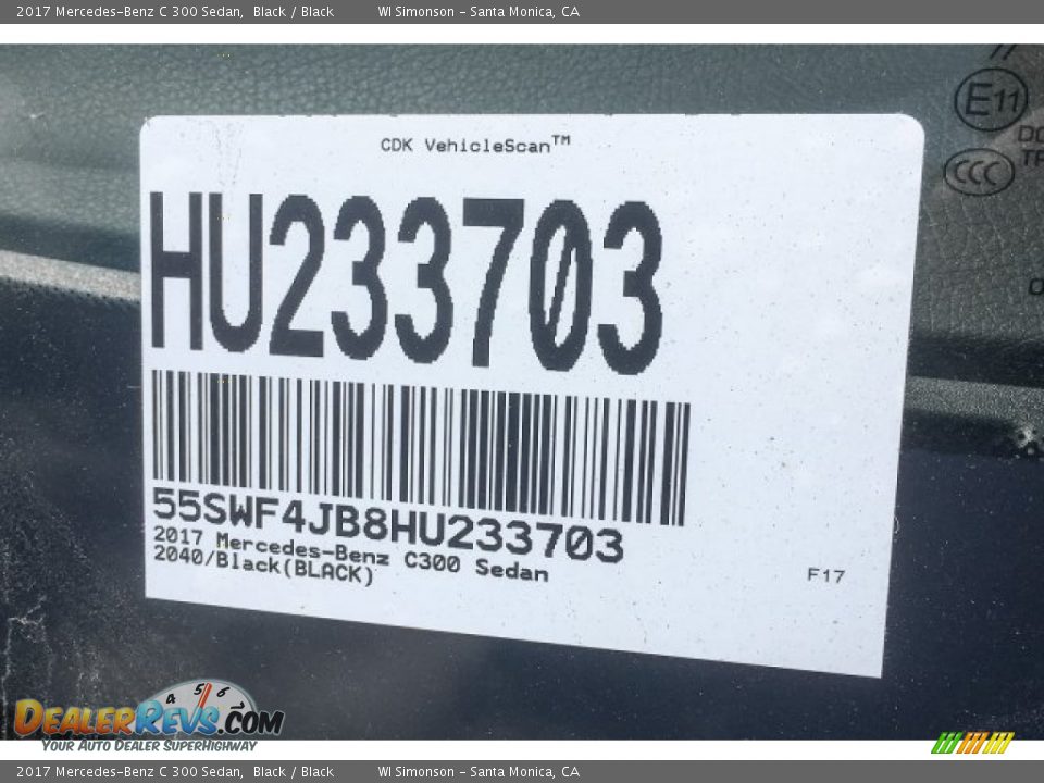 2017 Mercedes-Benz C 300 Sedan Black / Black Photo #10