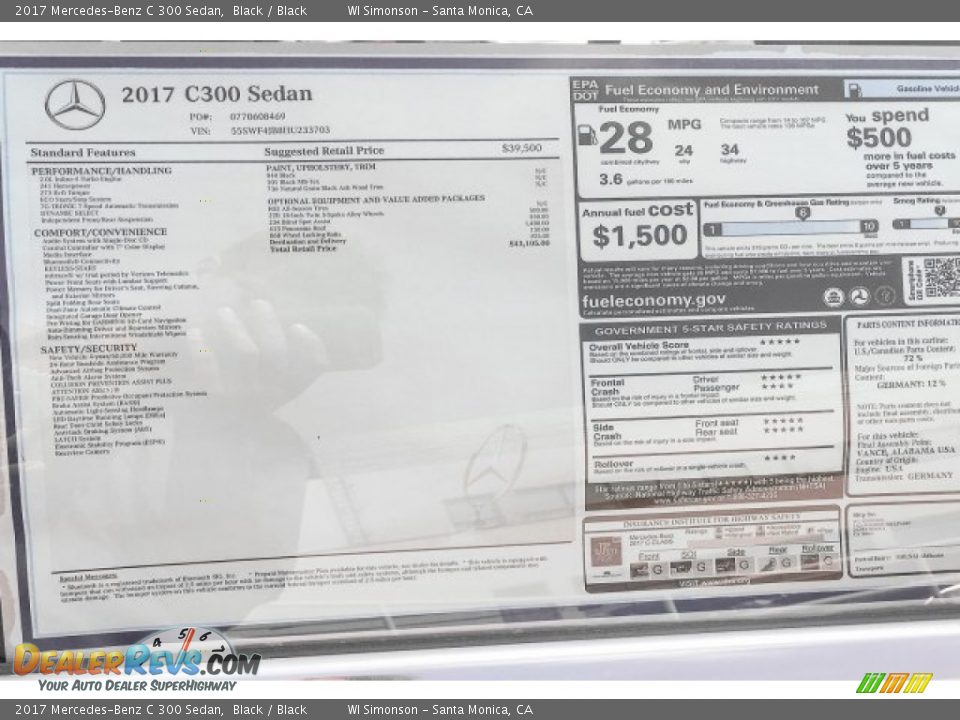 2017 Mercedes-Benz C 300 Sedan Black / Black Photo #11