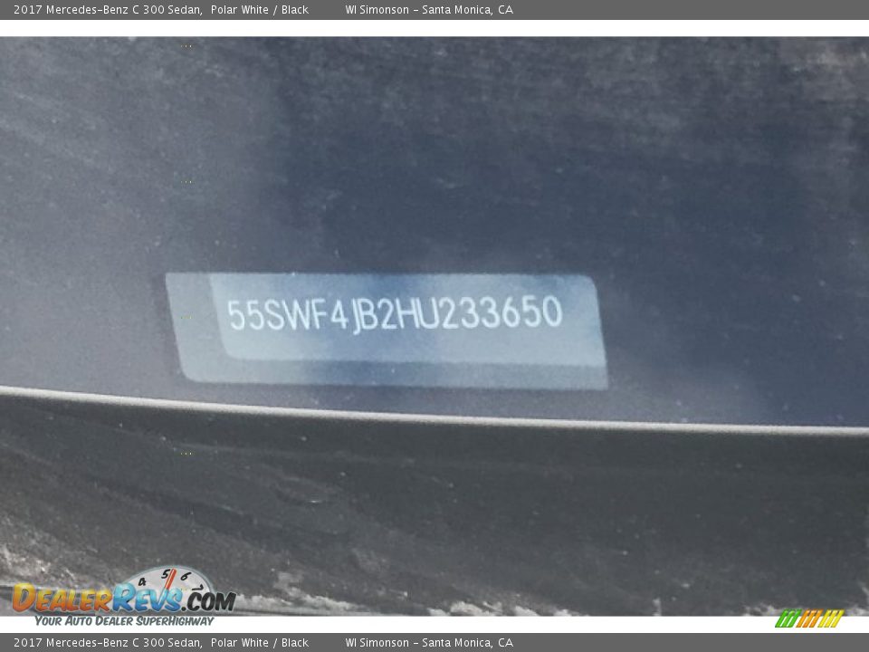 2017 Mercedes-Benz C 300 Sedan Polar White / Black Photo #10
