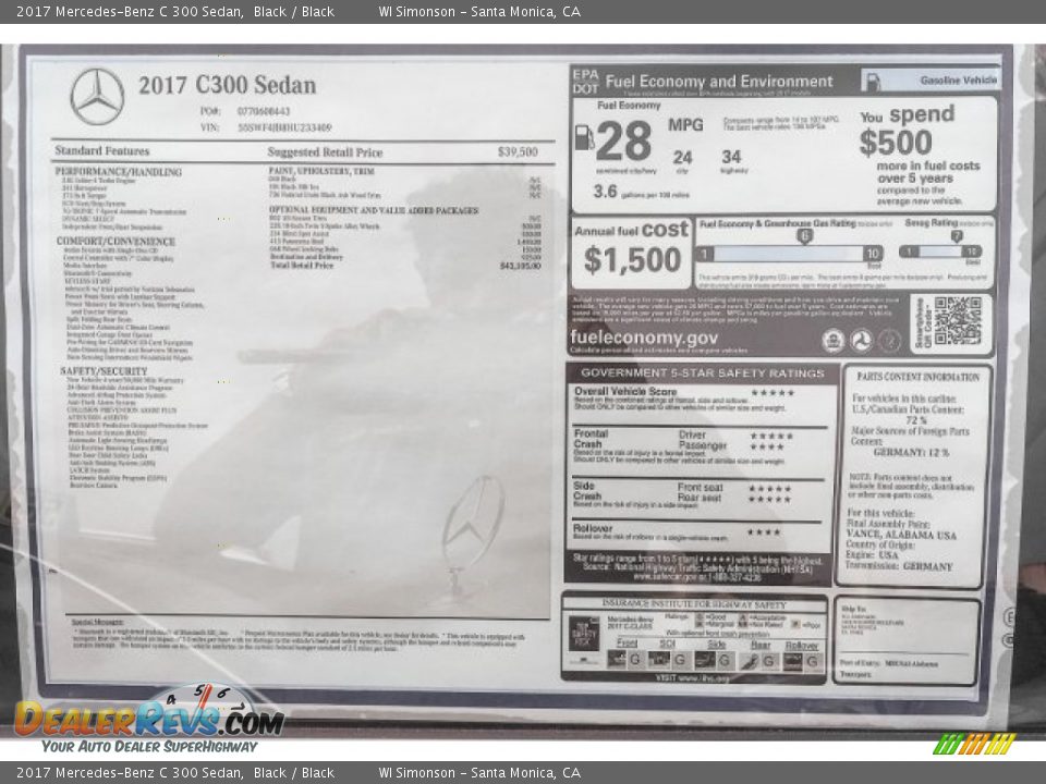 2017 Mercedes-Benz C 300 Sedan Black / Black Photo #11