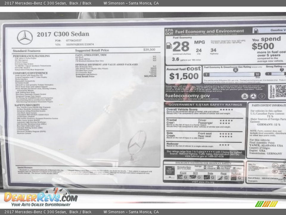 2017 Mercedes-Benz C 300 Sedan Black / Black Photo #10
