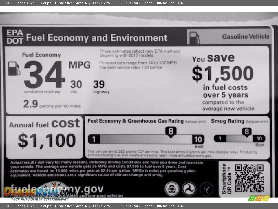 2017 Honda Civic LX Coupe Lunar Silver Metallic / Black/Gray Photo #15