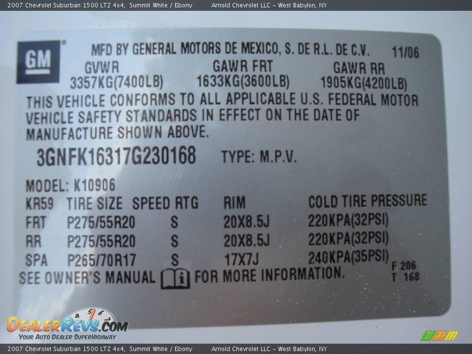2007 Chevrolet Suburban 1500 LTZ 4x4 Summit White / Ebony Photo #15