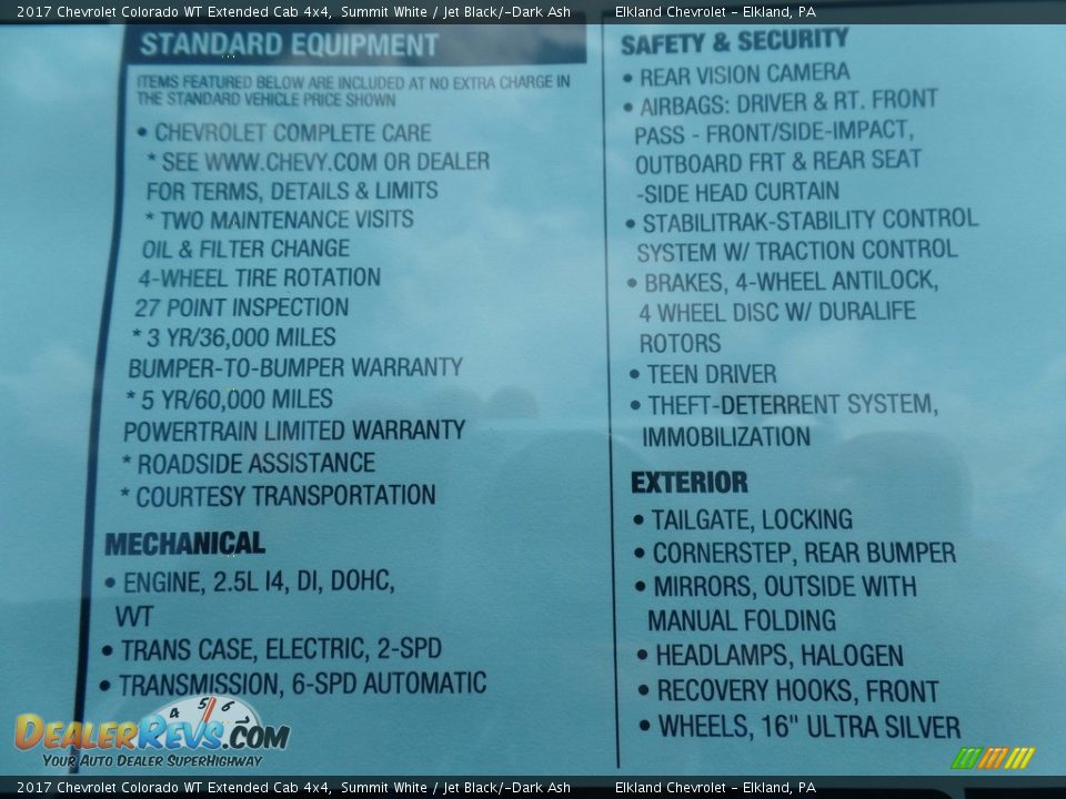 2017 Chevrolet Colorado WT Extended Cab 4x4 Summit White / Jet Black/­Dark Ash Photo #32