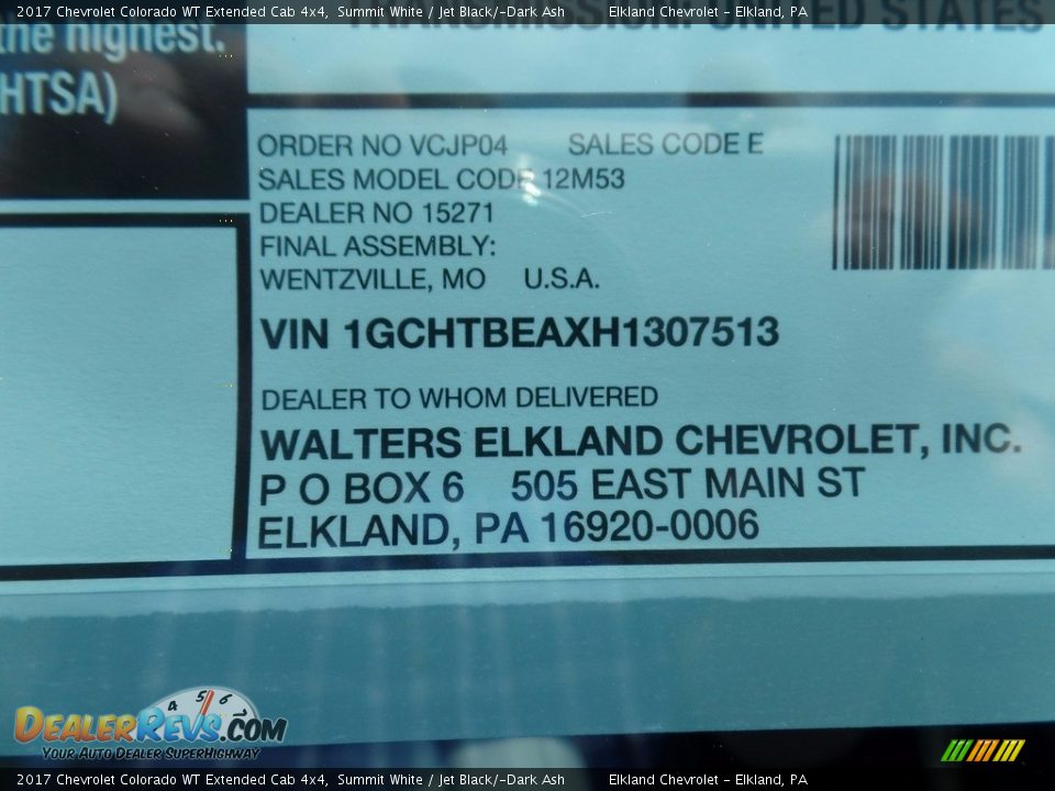 2017 Chevrolet Colorado WT Extended Cab 4x4 Summit White / Jet Black/­Dark Ash Photo #34