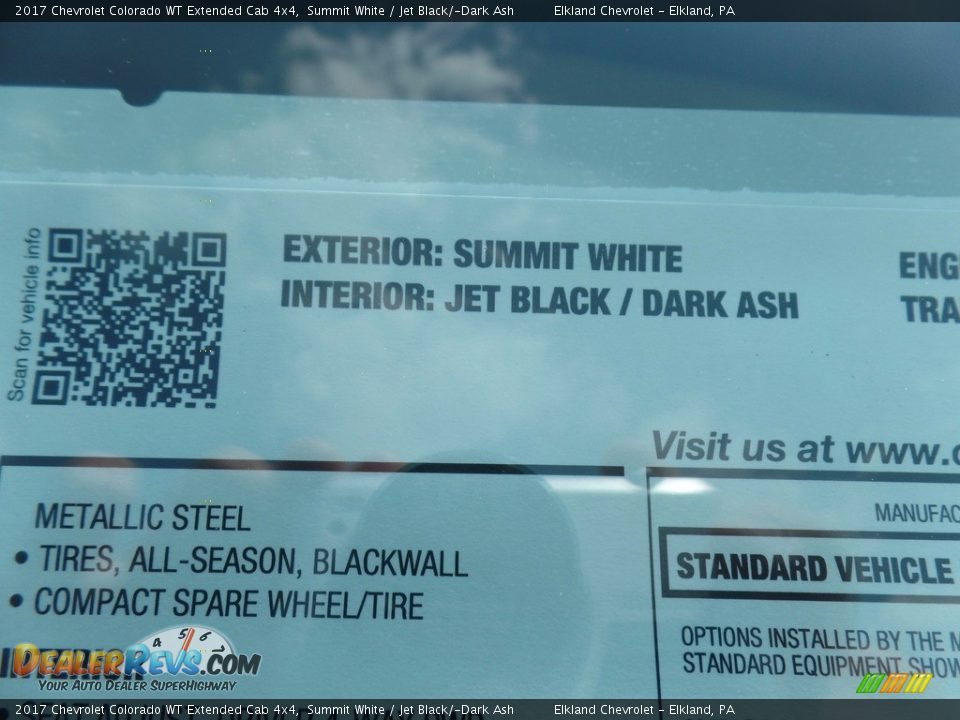 2017 Chevrolet Colorado WT Extended Cab 4x4 Summit White / Jet Black/­Dark Ash Photo #35