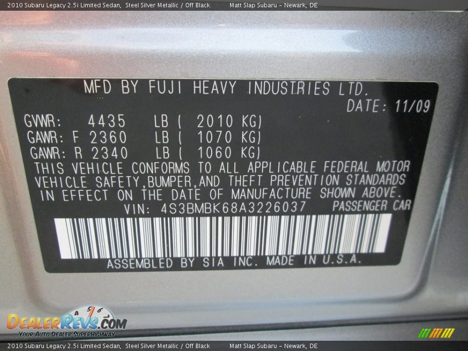 2010 Subaru Legacy 2.5i Limited Sedan Steel Silver Metallic / Off Black Photo #29