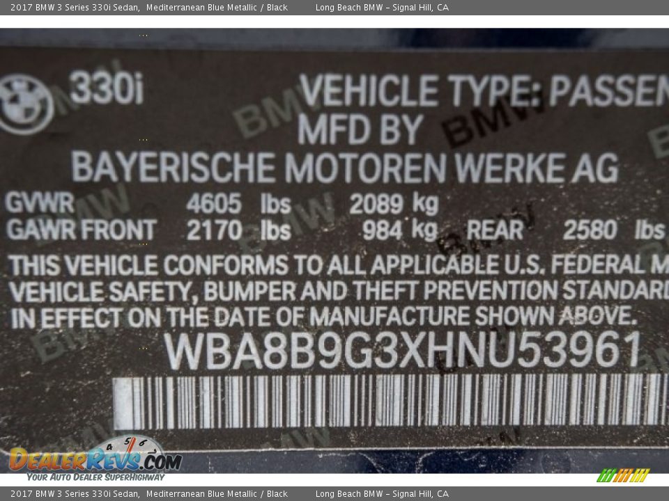 2017 BMW 3 Series 330i Sedan Mediterranean Blue Metallic / Black Photo #11