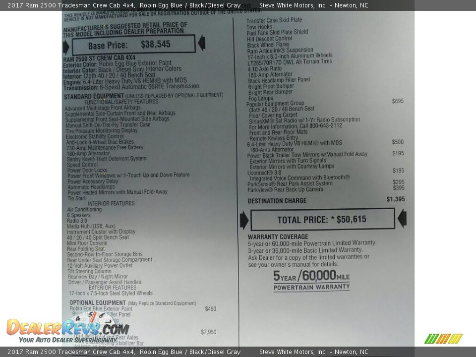 2017 Ram 2500 Tradesman Crew Cab 4x4 Robin Egg Blue / Black/Diesel Gray Photo #30