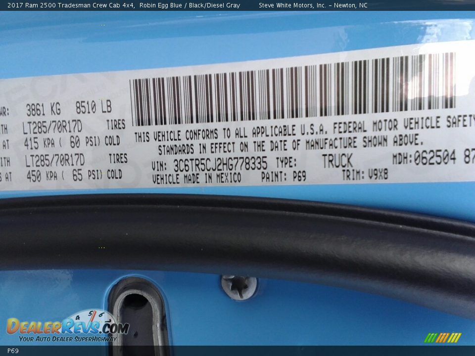 Ram Color Code P69 Robin Egg Blue