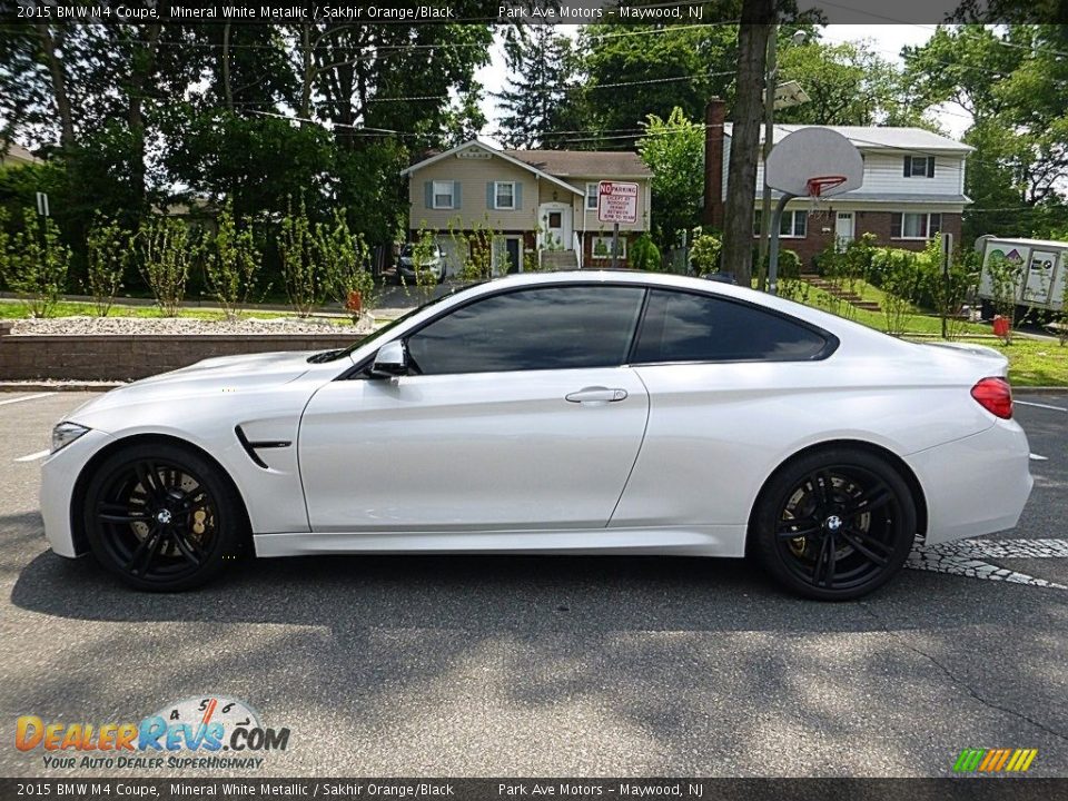 2015 BMW M4 Coupe Mineral White Metallic / Sakhir Orange/Black Photo #2
