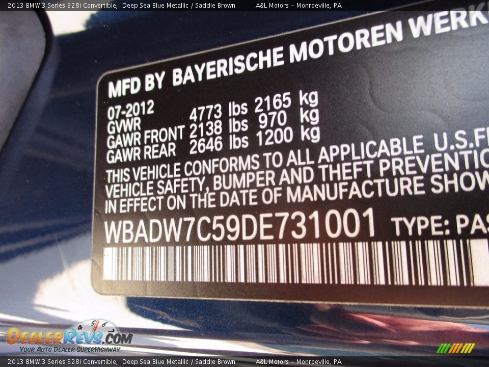 2013 BMW 3 Series 328i Convertible Deep Sea Blue Metallic / Saddle Brown Photo #19