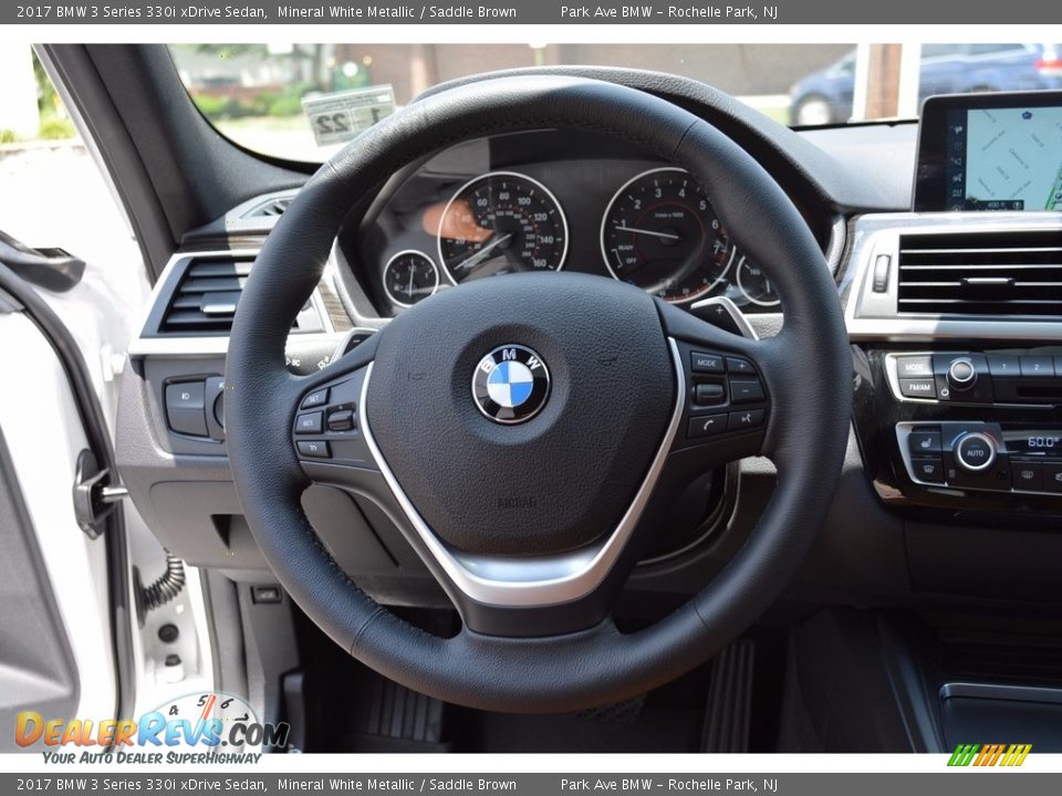 2017 BMW 3 Series 330i xDrive Sedan Mineral White Metallic / Saddle Brown Photo #18