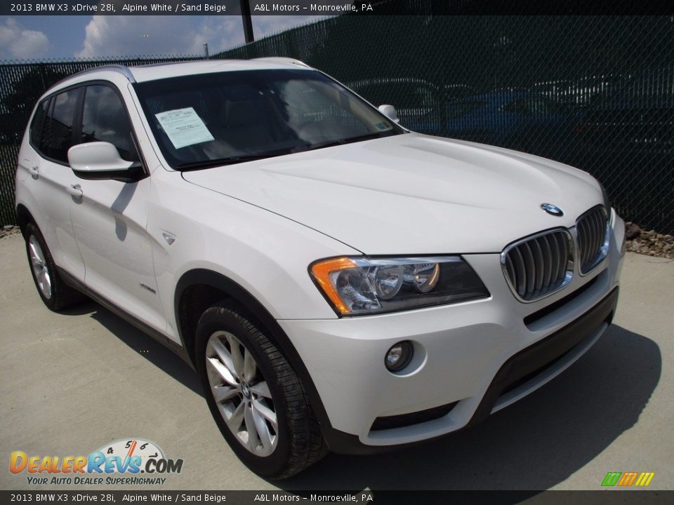 2013 BMW X3 xDrive 28i Alpine White / Sand Beige Photo #6