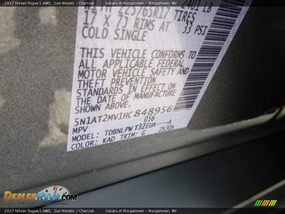 2017 Nissan Rogue S AWD Gun Metallic / Charcoal Photo #15