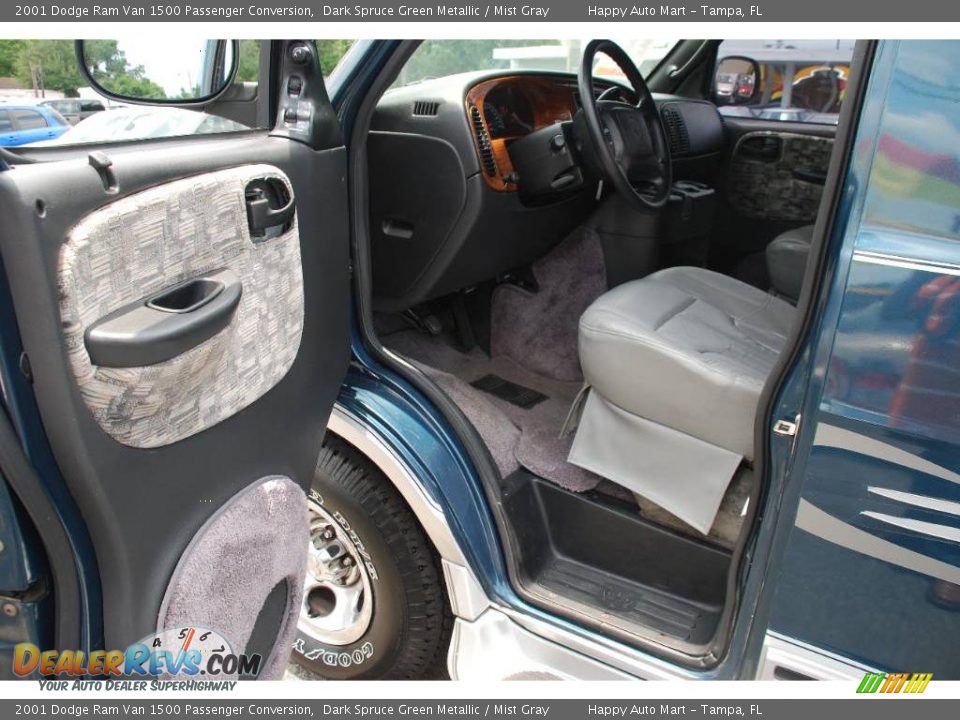 2001 Dodge Ram Van 1500 Passenger Conversion Dark Spruce Green Metallic / Mist Gray Photo #14