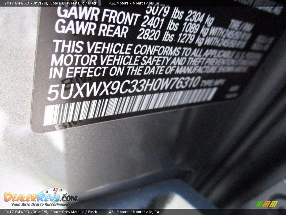 2017 BMW X3 xDrive28i Space Gray Metallic / Black Photo #19