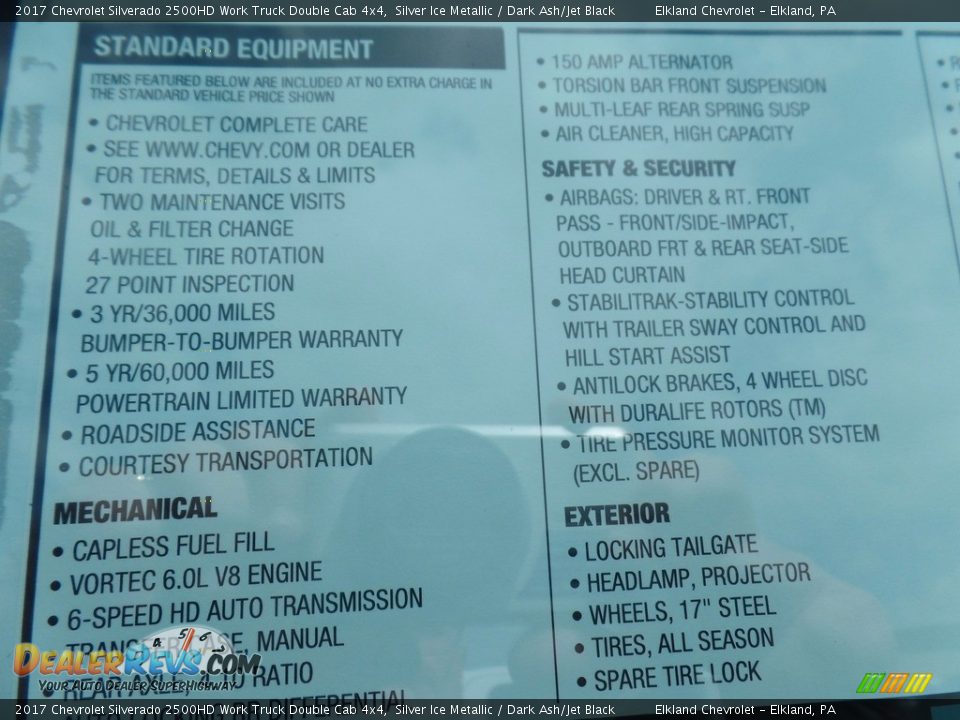 2017 Chevrolet Silverado 2500HD Work Truck Double Cab 4x4 Silver Ice Metallic / Dark Ash/Jet Black Photo #34